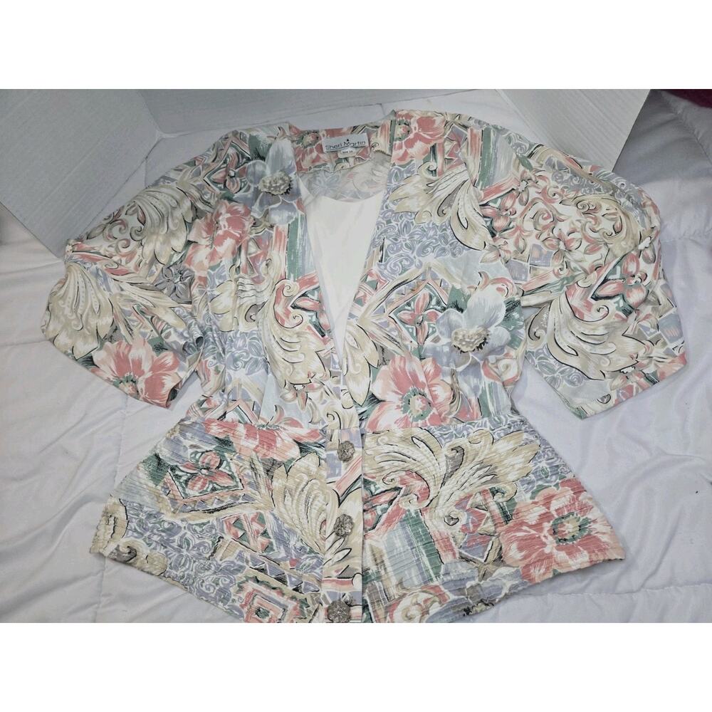 Vtg 80's Boho Sheri Martin Floral Blouse Sz M Indie Retro Hippie Garden Coastal